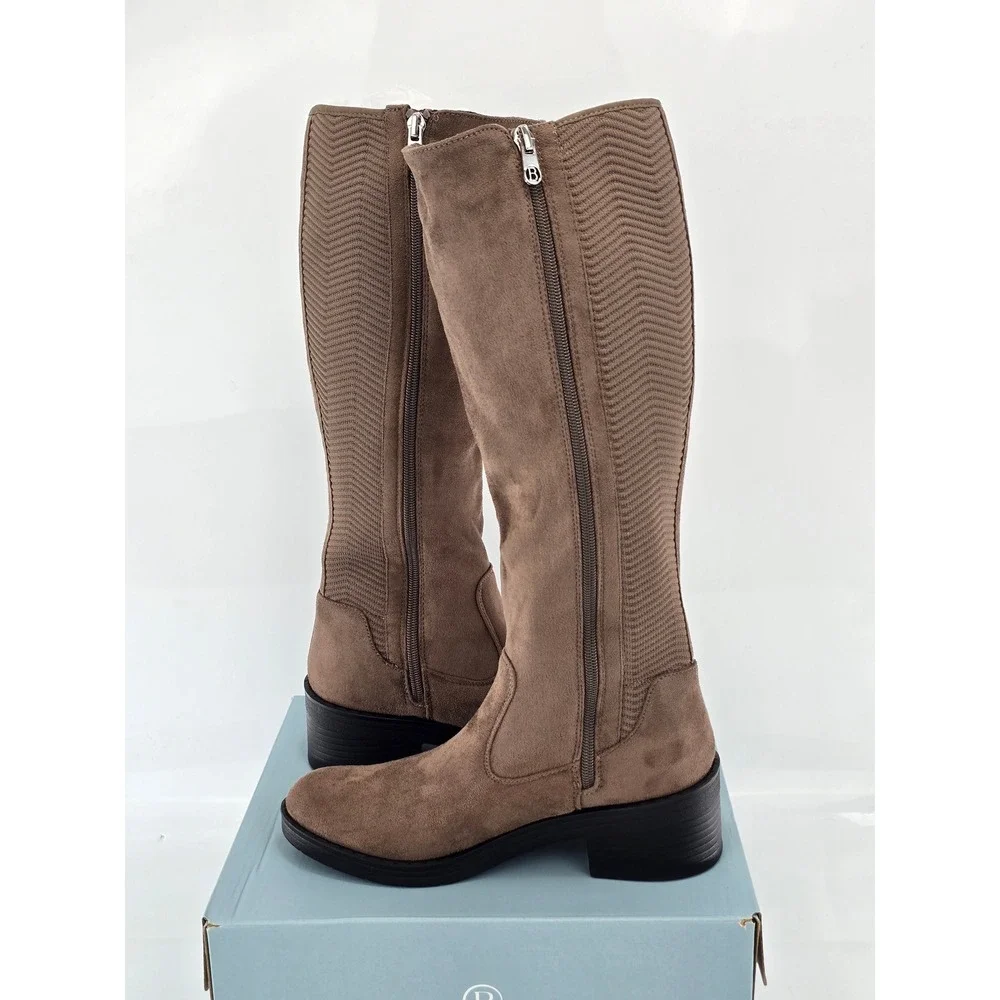 Bzees LifeStride Optimum Boots Womens 7.5 Mocha Brown Tall Suede - New